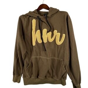 Honor N Respect Mens L Hoodie Embroidered Gold Logo Brown Streetwear Pullover